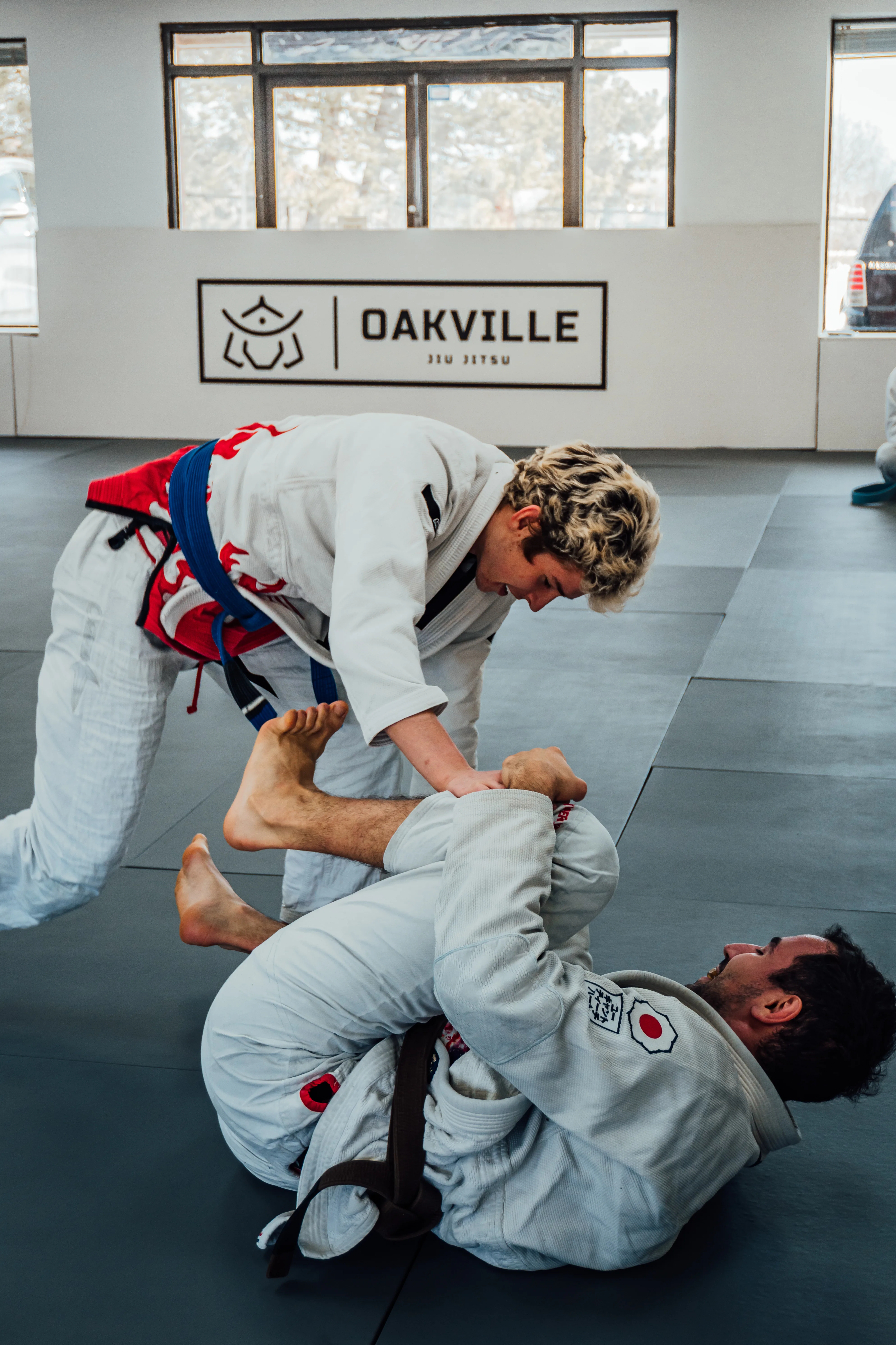 Oakville Brazilian Jiu-Jitsu class in session with students drilling technique
